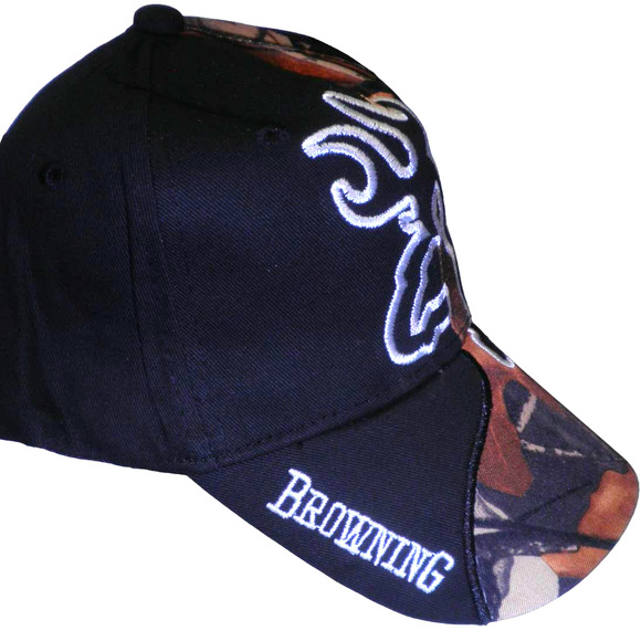 Embroidered Browning Fishing Baseball Cap, Camo/Browns, Strapback, Trucker Hat - Picture 3 of 5